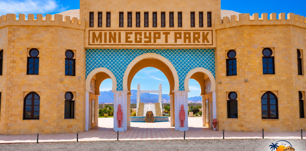 Main entrance gate of Mini Egypt Park in Hurghada