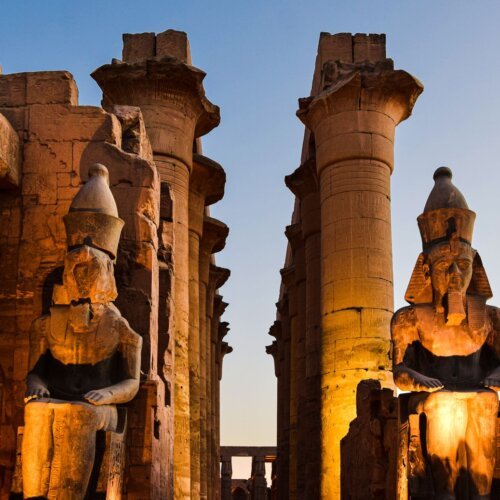 Statues and columns of Luxor Temple, Egypt