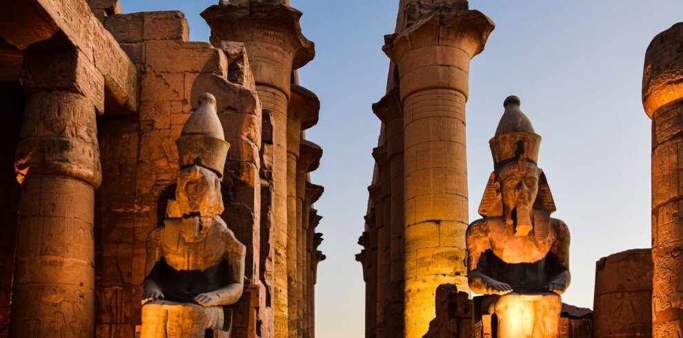 Statues and columns of Luxor Temple, Egypt