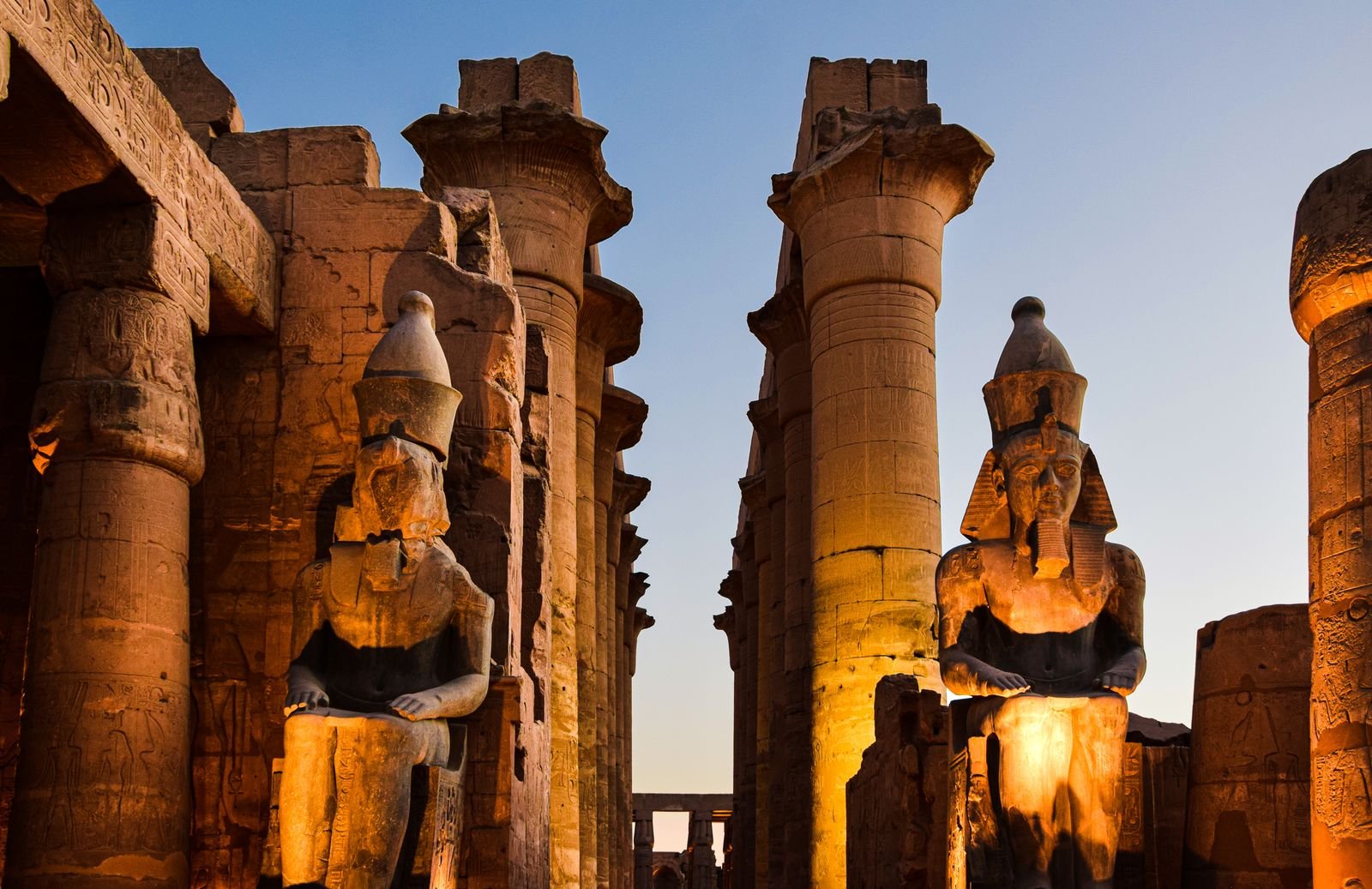 Statues and columns of Luxor Temple, Egypt
