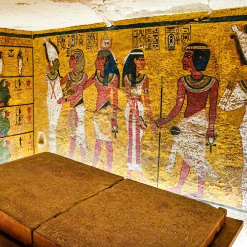 Wall paintings in the tomb of Tutankhamun, Valley of the Kings, Luxor