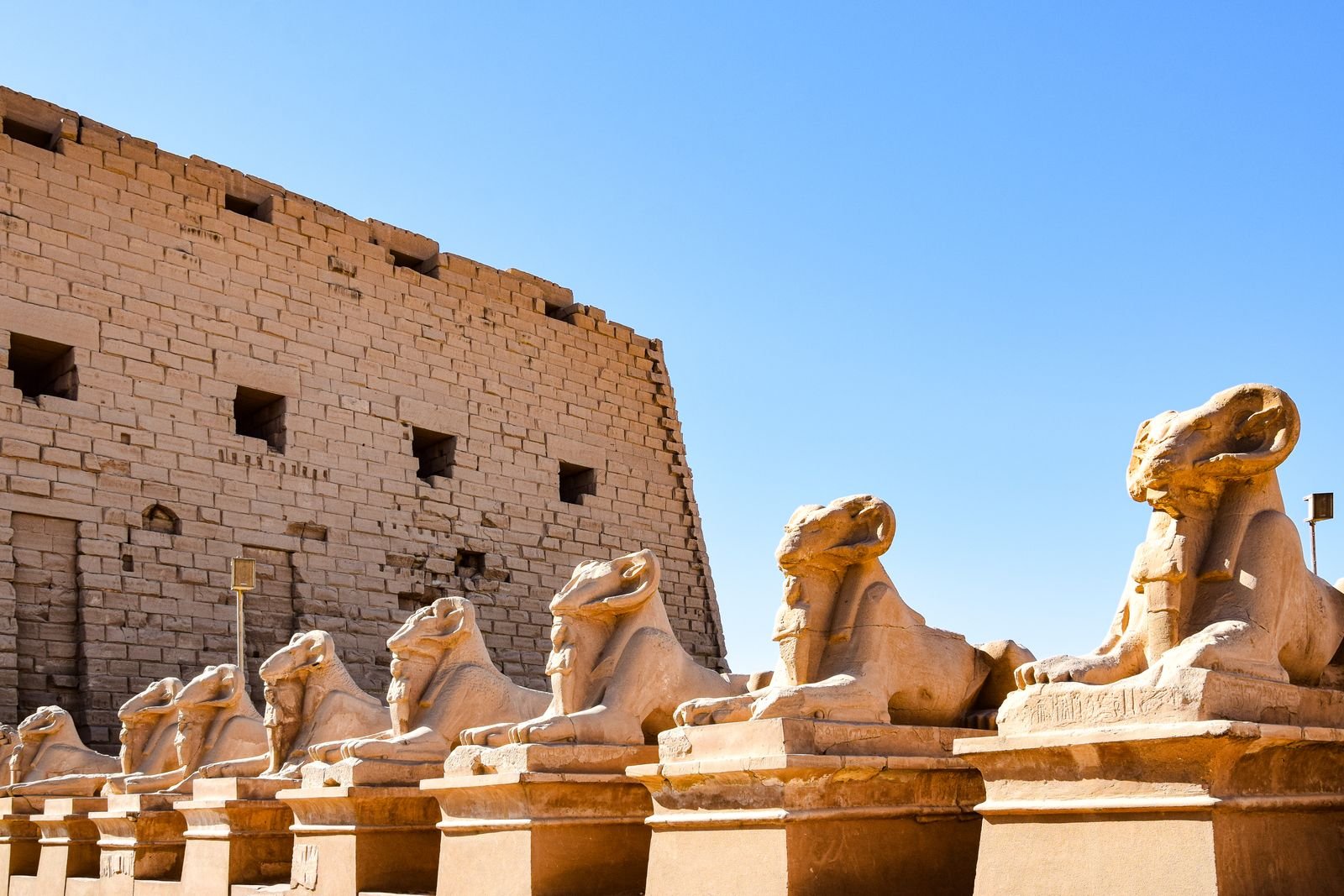 Ram-headed sphinxes at the entrance of Karnak Temple, Luxor