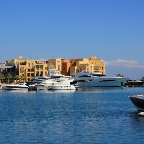 Abu Tig Marina in El Gouna with yachts, Red Sea, Egypt