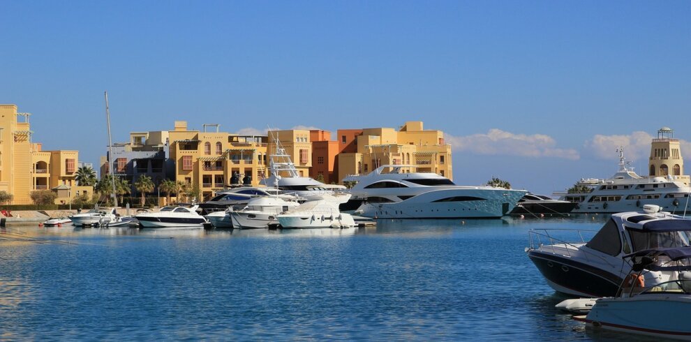 Abu Tig Marina in El Gouna with yachts, Red Sea, Egypt
